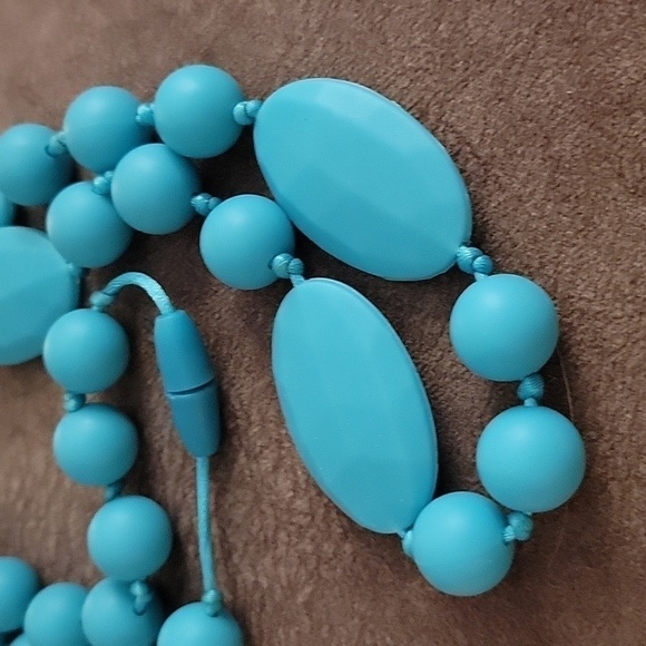 VTG Rubber Knot Beaded Chunky Mod Necklace - Picture 3 of 6